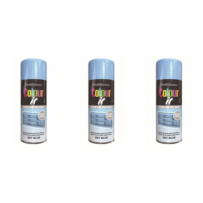 Paint Factory All Purpose Sky Blue Gloss 400ml - Pack of 3