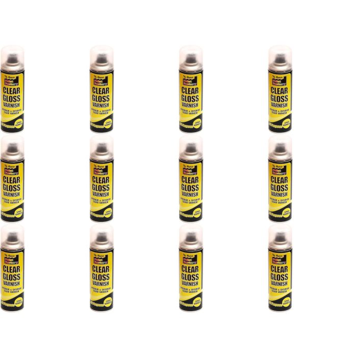 Paint Factory Clear Gloss Varnish Spray Can 250ml - Pack of 12