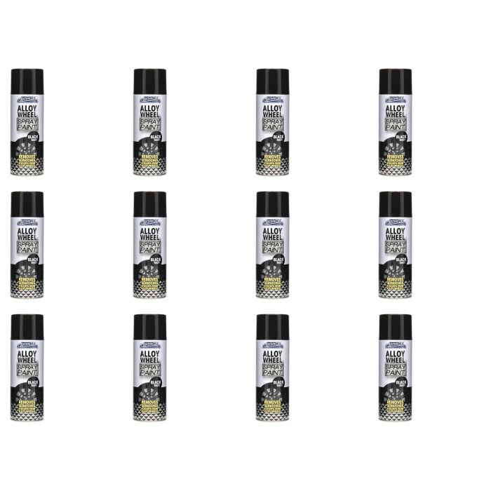 Car Pride High-Grade Car Alloy Wheel Matt Black Aerosol Spray Paint 400ml - Pack of 12