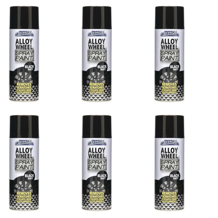 Car Pride High-Grade Car Alloy Wheel Matt Black Aerosol Spray Paint 400ml - Pack of 6