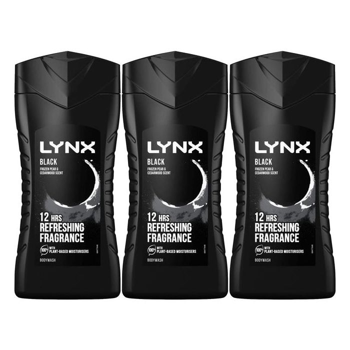 Lynx Black Shower Gel 250ml - Pack of 3