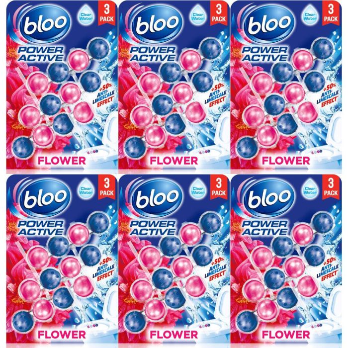 Bloo Power Active Toilet Rim Block Fresh Flowers Pack of 3 - Pack of 6