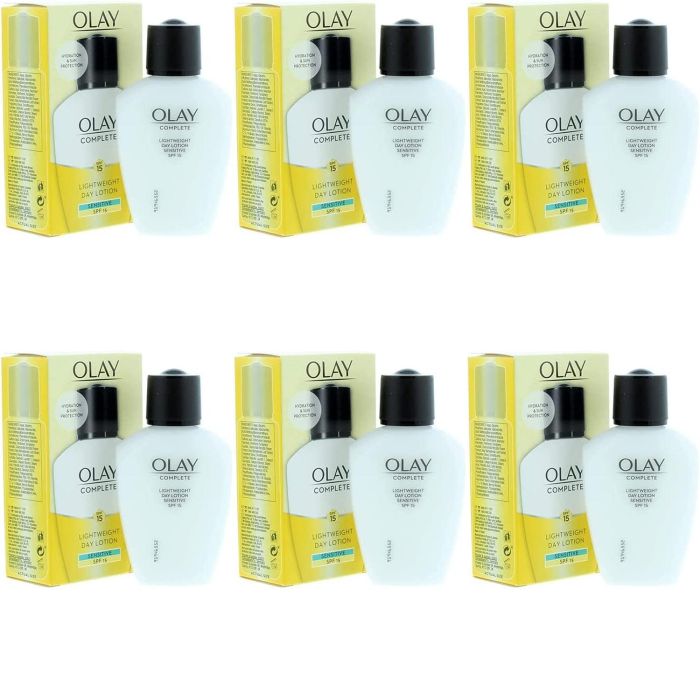 Olay SPF15 Complete Lightweight 3-in-1 Moisturiser Day Fluid Sensitive 100ml - Pack of 6