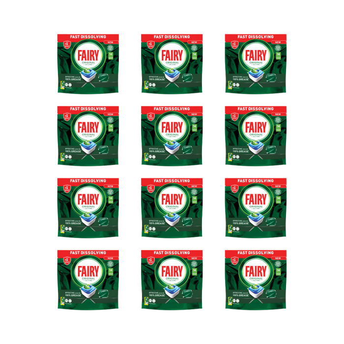 Fairy Original All-In-One Dishwasher Tablets 14 Capsules - Pack of 12