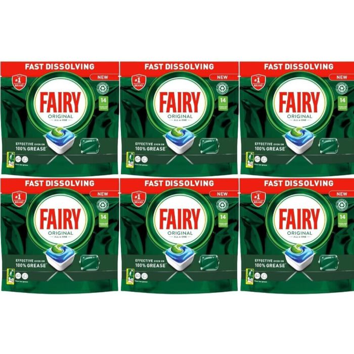 Fairy Original All-In-One Dishwasher Tablets 14 Capsules - Pack of 6