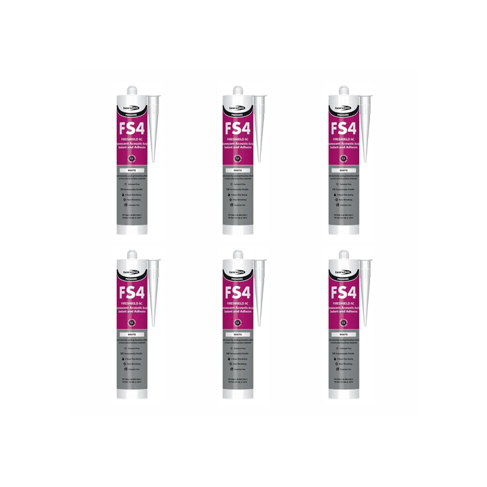 Bond It Premiere FS4 Fireshield AC White Sealant & Adhesive 310ml - Pack of 6
