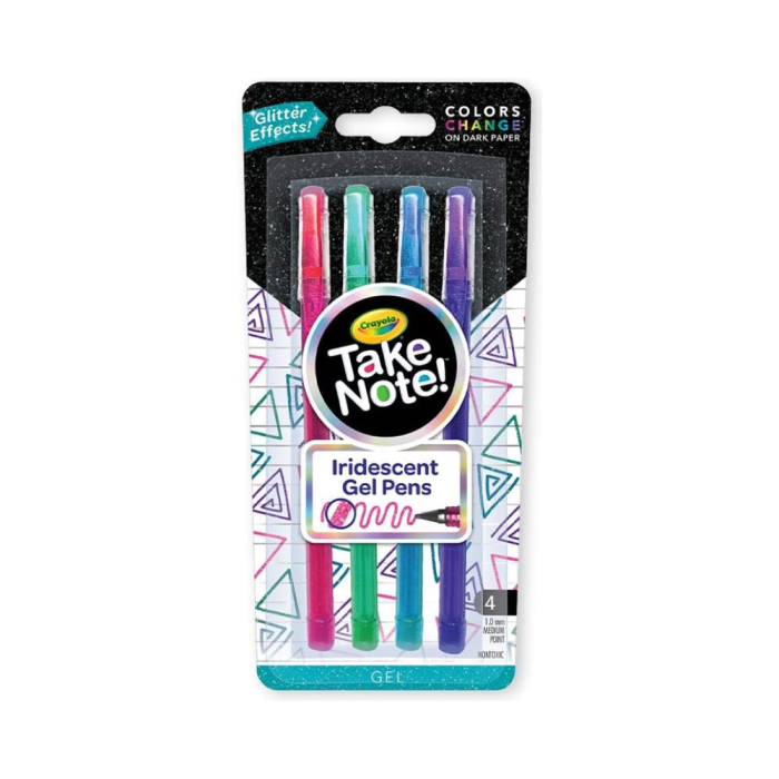 CRAYOLA Take Note Iridescent Gel Pens Medium Tip 1.0mm 4 Pens