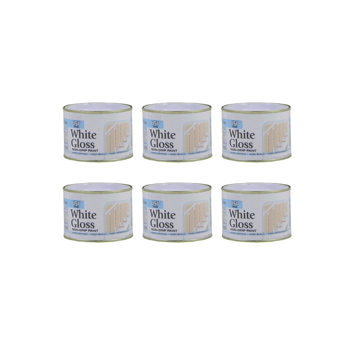 151 Coatings White Gloss Non-Drip Paint Tin 180ML - Pack of 6