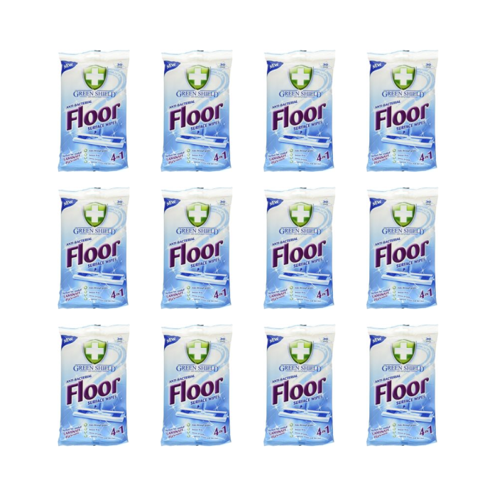 Greenshield Antibacterial Floor Surface Wipes 24 Extra Large Wipes - Pack of 12