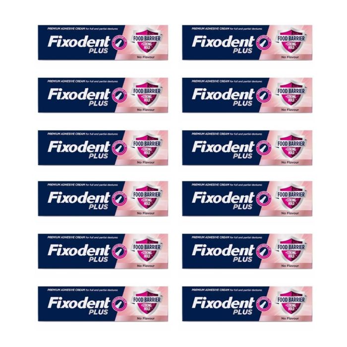 Fixodent Plus Food Seal Denture Adhesive Cream 40g - Pack of 12
