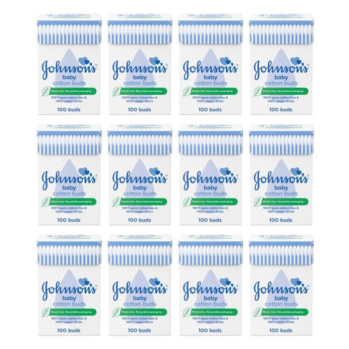 Johnsons Baby Cotton Buds 100 Buds - Pack of 12