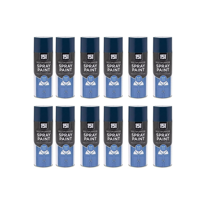 151 Blue Gloss Multi Purpose Aerosol Spray Paint 400ML - Pack of 12