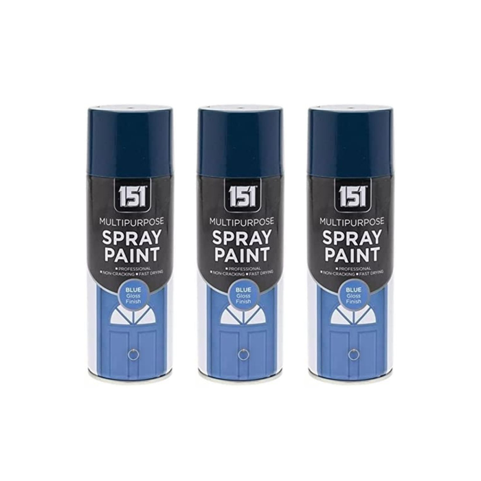 151 Blue Gloss Multi Purpose Aerosol Spray Paint 400ML - Pack of 3