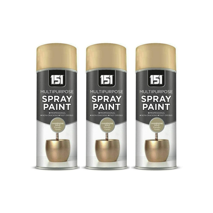 151 Multipurpose Champagne Gold Metallic Spray Paint 400ML - Pack of 3