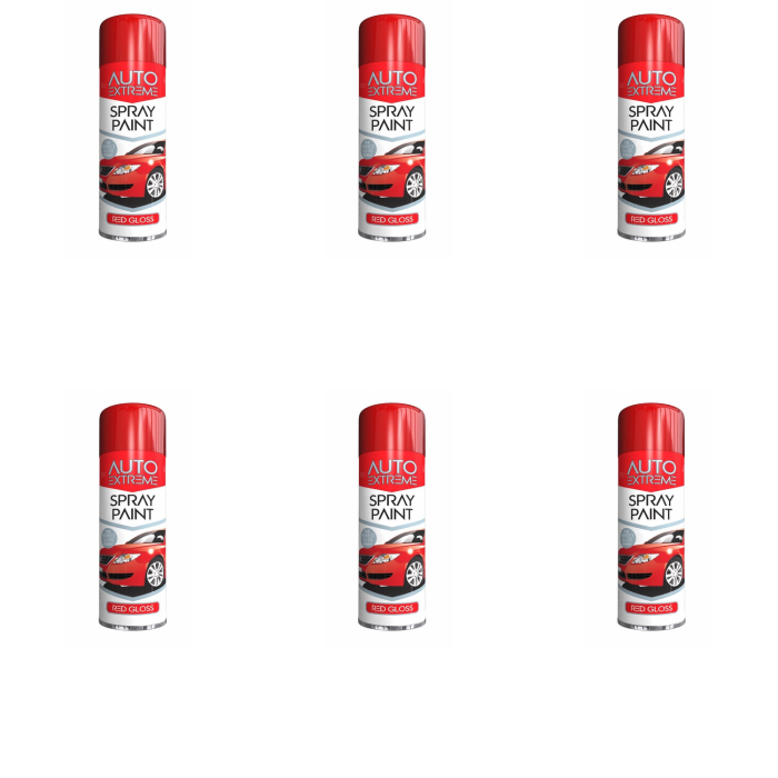 Rapide Auto Extreme All Purpose Spray Paint Can Red Gloss Finish 250ml - Pack of 6