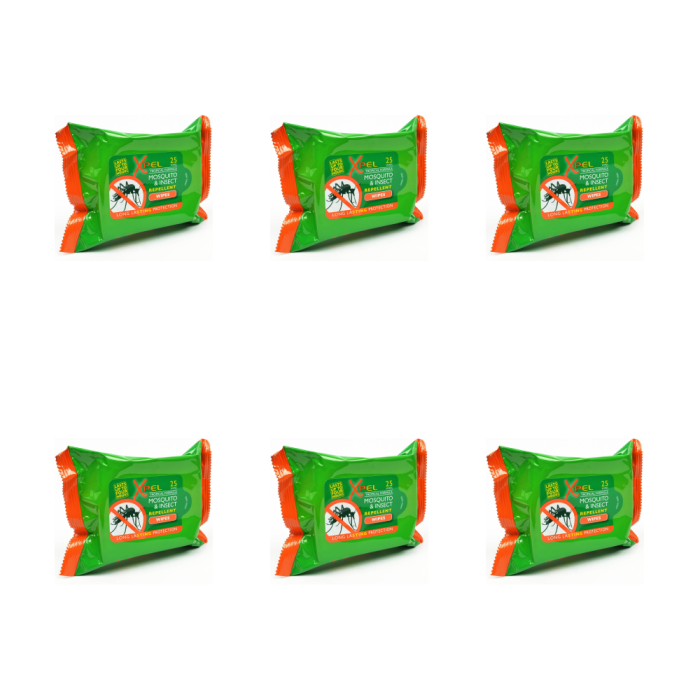 Xpel Tropical Formula Mosquito & Insect Repellent Wipes 25 Wipes - Pack of 6