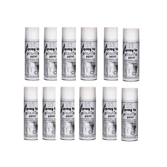 151 White Gloss Professional Finish Plastic Spray Paint 400ML - Pack of 12