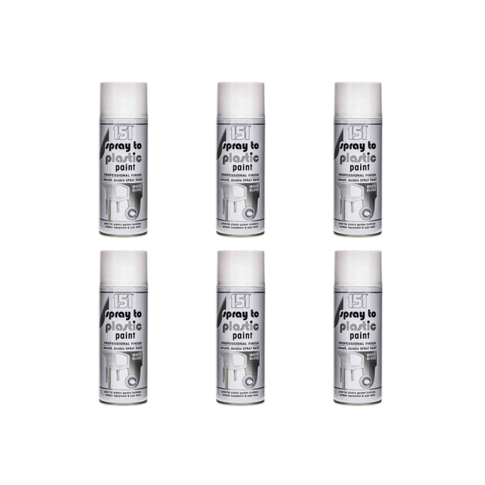 151 White Gloss Professional Finish Plastic Spray Paint 400ML - Pack of 6