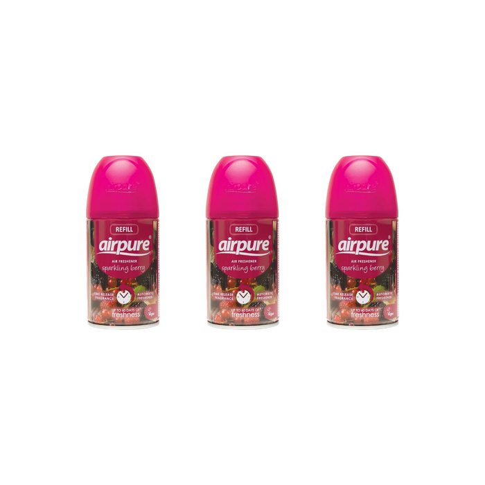 Airpure Automatic Air Freshener Refill Sparkling Berry 250ml can on a shelf
