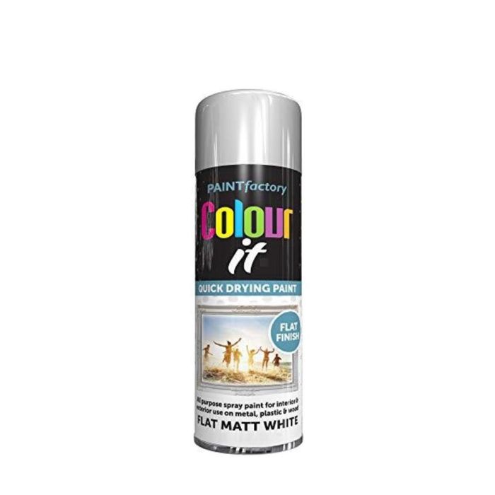 Paint Factory Colour It Flat Matt White Aerosol Spray Paint 250ml