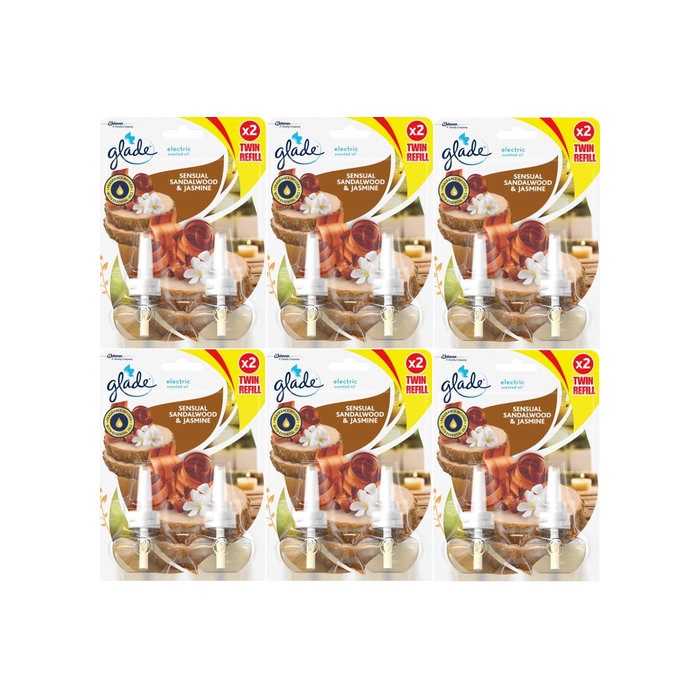 Glade Electric Twin Refill Sandalwood & Jasmine Scented Oil Plugin 2x20ML - Pack of 6