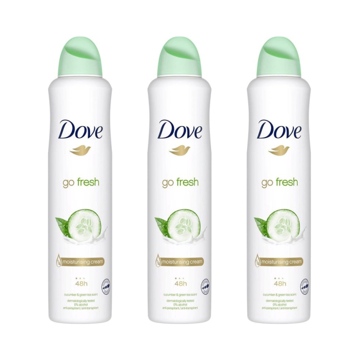 Dove Go Fresh Cucumber & Green Tea Deodorant Spray 150ml - Pack of 3