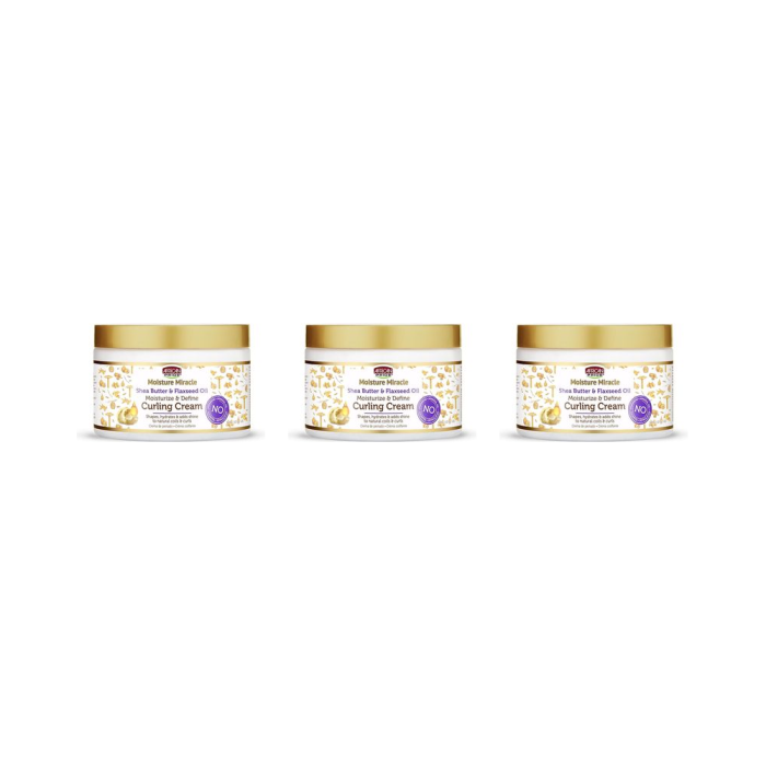 African Pride Shea Butter & Flaxseed Oil Curling Cream 12 oz - Pack of 3