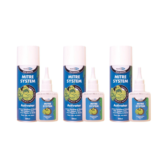 Bond It Mitre Bonding Kit Superglue & Activator Sytem - Pack of 3