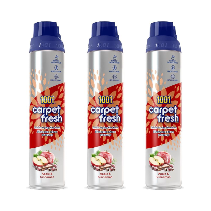 1001 Carpet Fresh Apple & Cinnamon Carpet Foam Freshener 300ml - Pack of 3