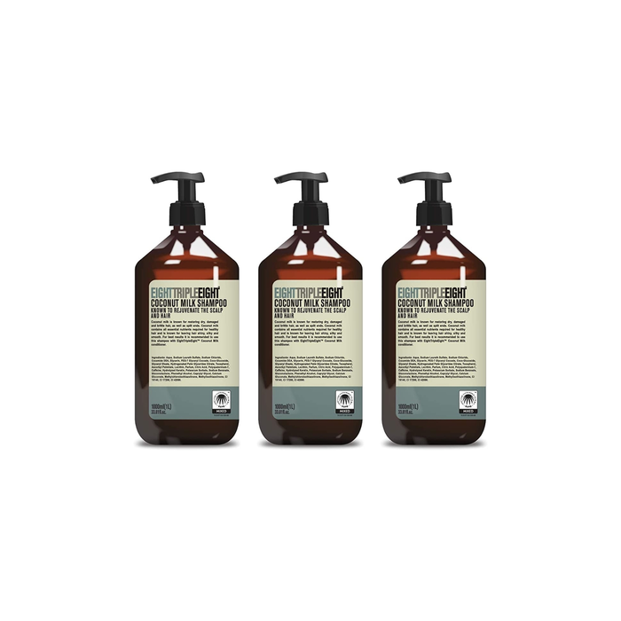 Eight Triple Eight Shampoo Coconut Milk 1000ml - Pack of 3
