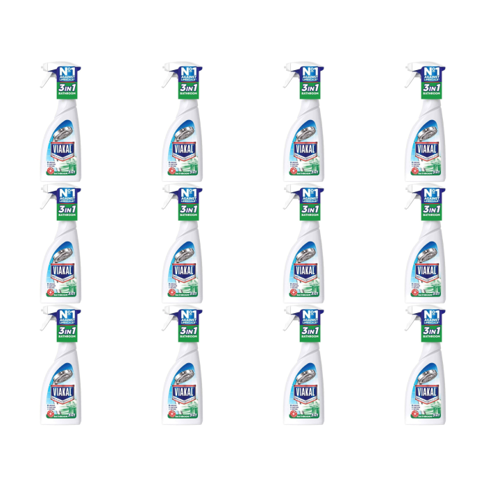 Viakal 3-in-1 Bathroom Limescale Remover Anti-Bacterial Spray 500ml - Pack of 12