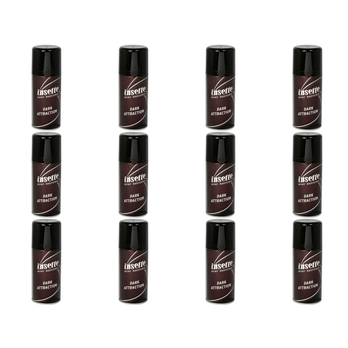 Insette Dark Attraction Men's Deodorant Body Spray 150ml - Pack of 12