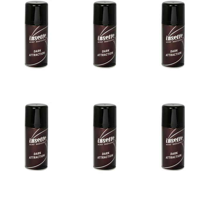 Insette Dark Attraction Men's Deodorant Body Spray 150ml - Pack of 6