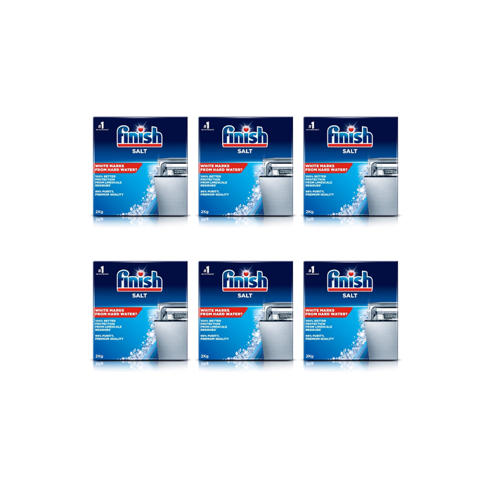Finish Dishwasher Salt 99% Purity 2 kg - Pack of 6
