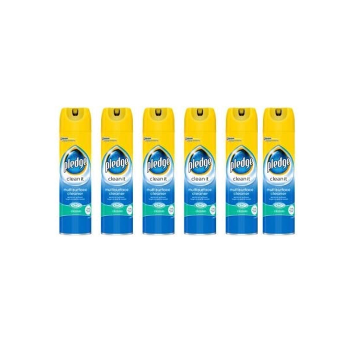 Pledge Clean It Multi Surface Classic Cleaner 250ml spray bottle on a kitchen counter
