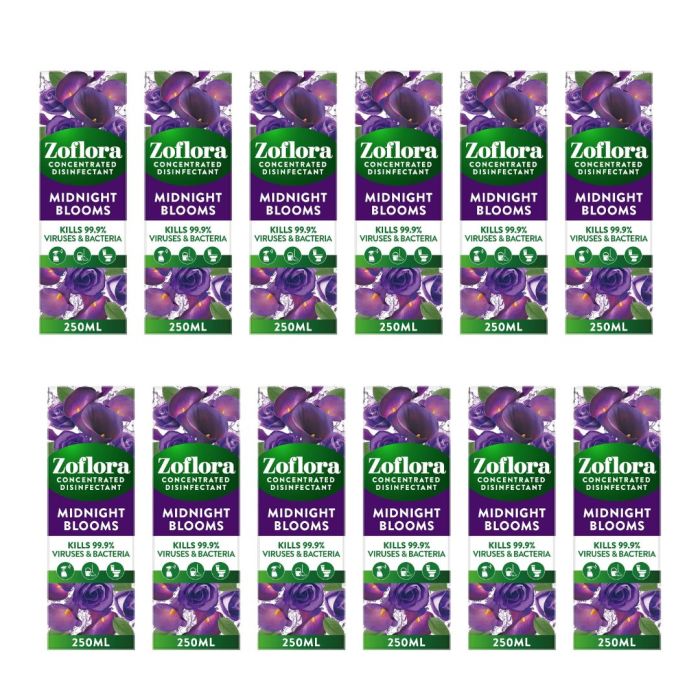 Zoflora Midnight Blooms Concentrated Disinfectant 250ml - Pack of 12