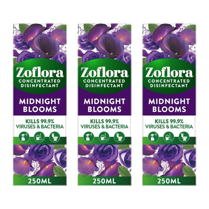 Zoflora Midnight Blooms Concentrated Disinfectant 250ml - Pack of 3