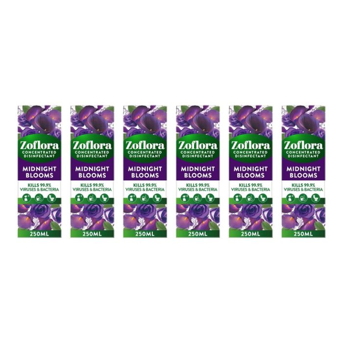 Zoflora Midnight Blooms Concentrated Disinfectant 250ml - Pack of 6
