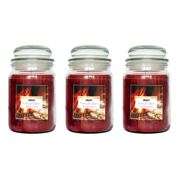 Airpure Scented Jar Candle Fireside Glow 510G - Pack of 3