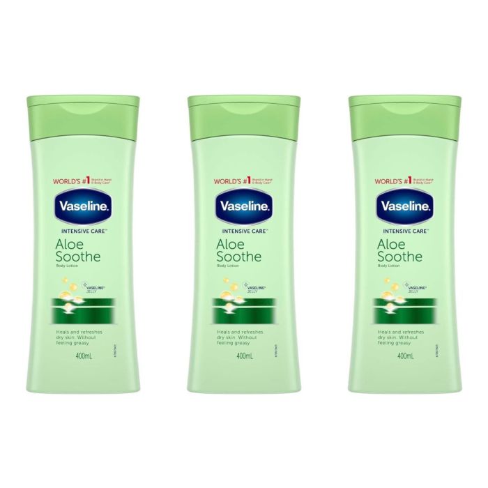 Vaseline Intensive Care Aloe Soothe Body Lotion 400 ML - Pack of 3