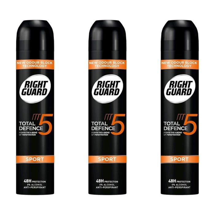 Right Guard Total Defence 5 Sport Anti-Perspirant Deodorant 250 ML - Pack of 3