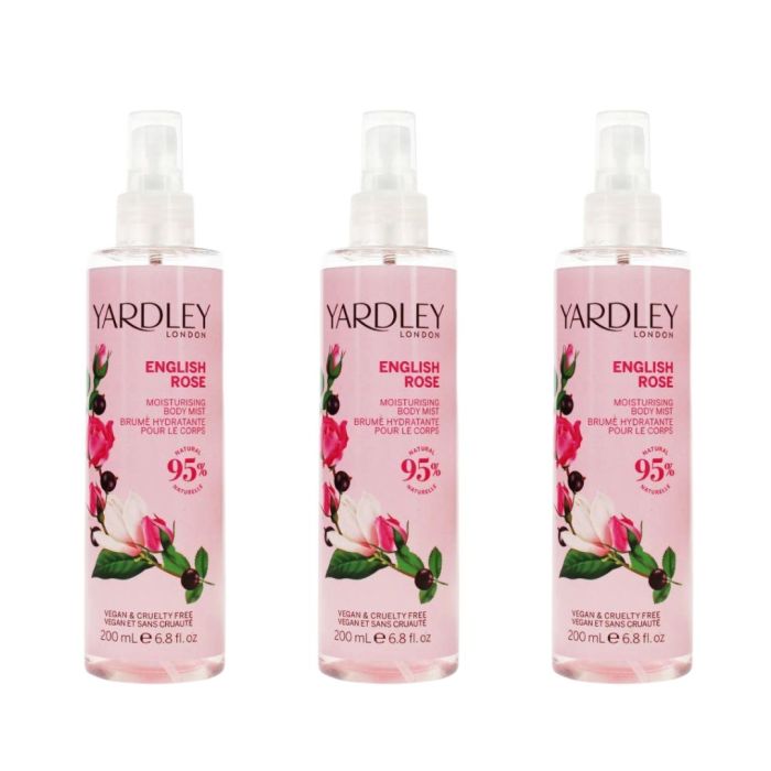 Yardley London English Rose Body Mist 200 ML - Pack of 3