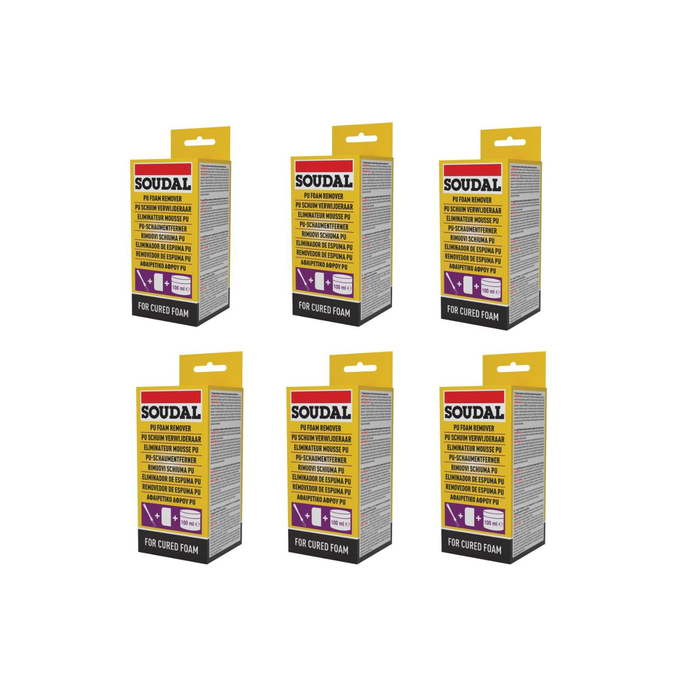 Soudal Cured PU Expanding Foam Remover Clear 100ml - Pack of 6