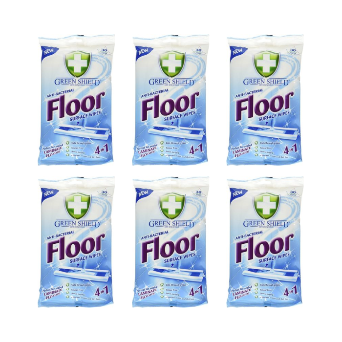 Greenshield Antibacterial Floor Surface Wipes 24 Extra Large Wipes - Pack of 6