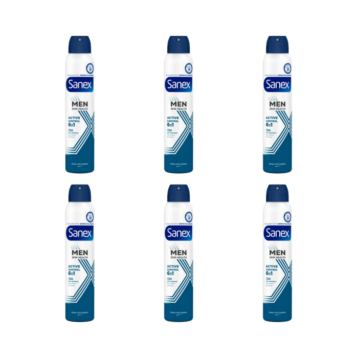 Sanex Men Active Control 6 in 1 Antiperspirant 72h 200ml - Pack of 6