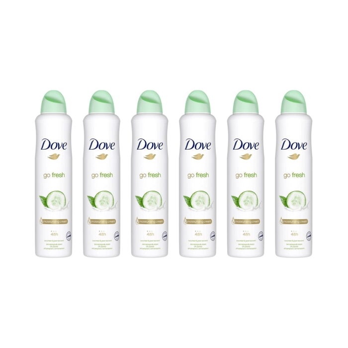 Dove Go Fresh Cucumber & Green Tea Deodorant Spray 150ml - Pack of 6