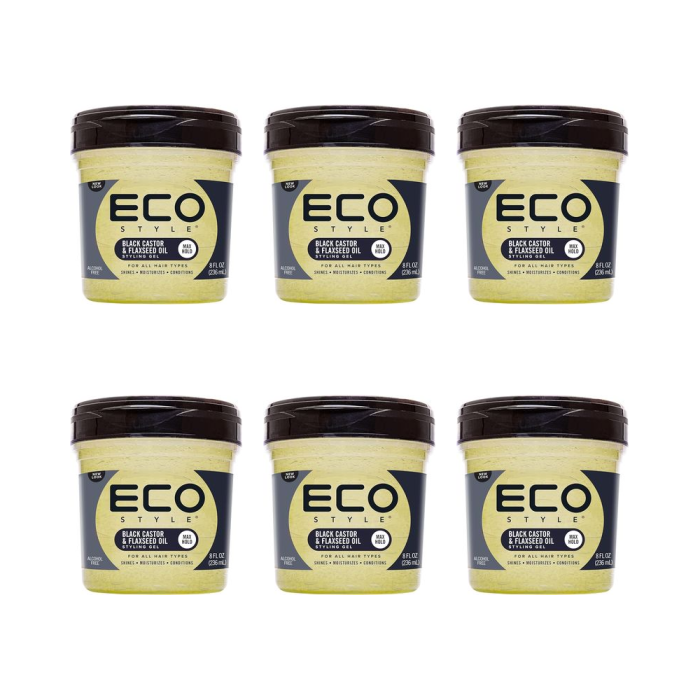 Eco Style Black Castor And Flax Seed Oil Hair Gel 236ml - Pack of 6