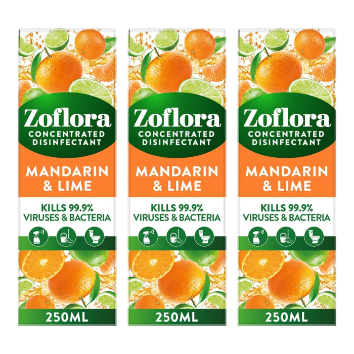 Zoflora Mandarin & Lime Concentrated Disinfectant 250ml - Pack of 3