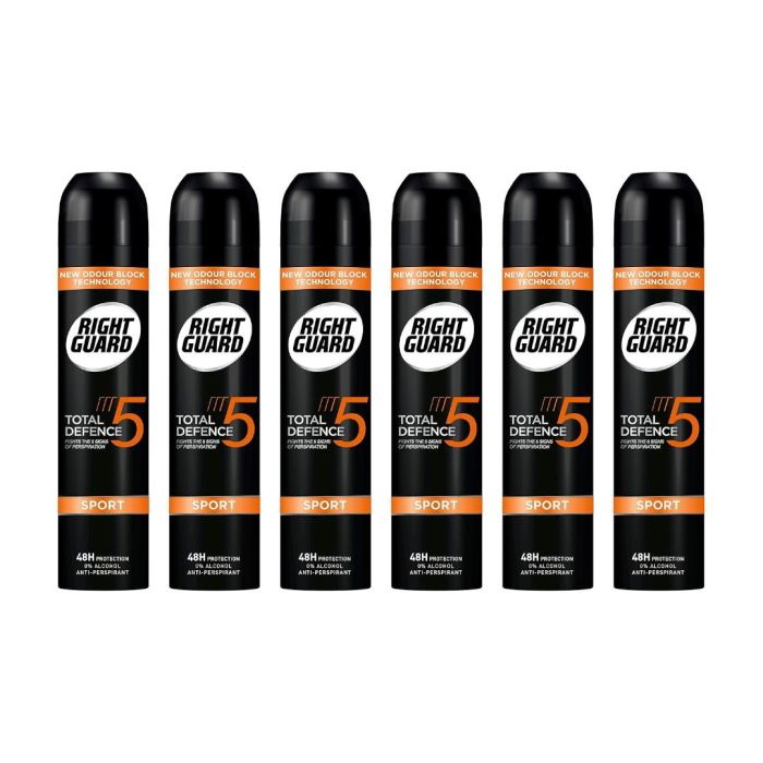 Right Guard Total Defence 5 Sport Anti-Perspirant Deodorant 250 ML - Pack of 6
