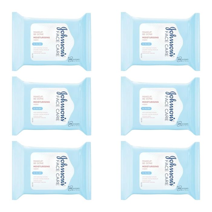 Johnsons Face Care Makeup Be Gone Moisturising Wipes 25'S - Pack of 6